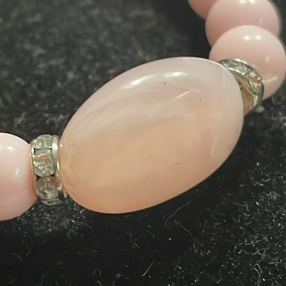 6” pink silver 15 round & oval stackable stretch bracelet - Picture 5 of 10